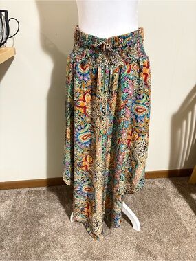 SHEIN Vibrant Paisley Maxi Skirt in Teal, Orange & Pink